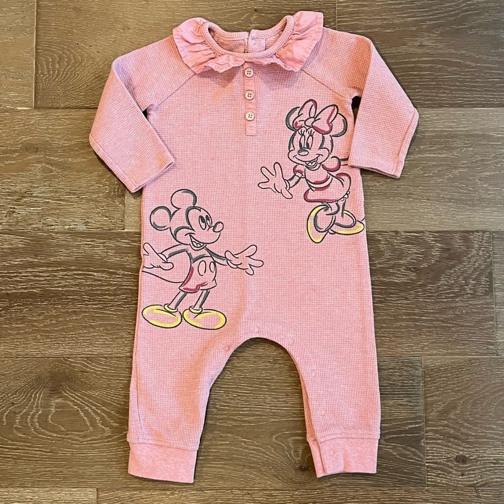 🌸 Disney Baby Pink Girls One Piece Mickey and Minnie Mouse Size 18 Months